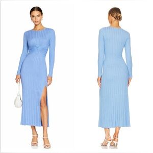 $239 Sovere Recline Knit Midi Dress Blue Size XL Wedding Guest Cocktail Party